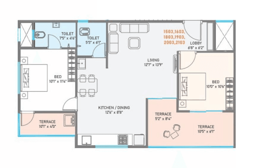 Nexus Sky Marina Unit plan - 842 sq.ft.