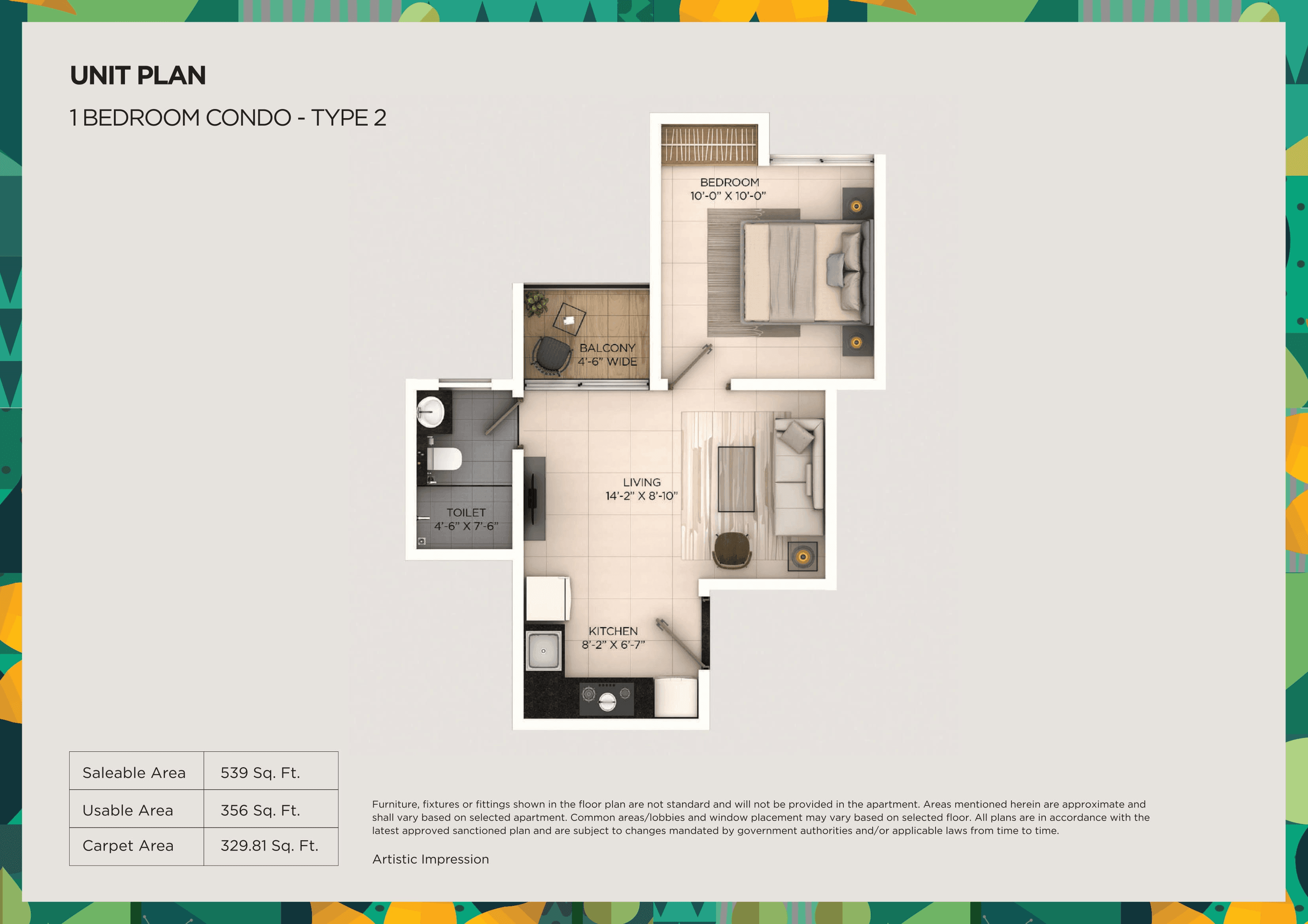 Unit plan - 329 sq.ft.
