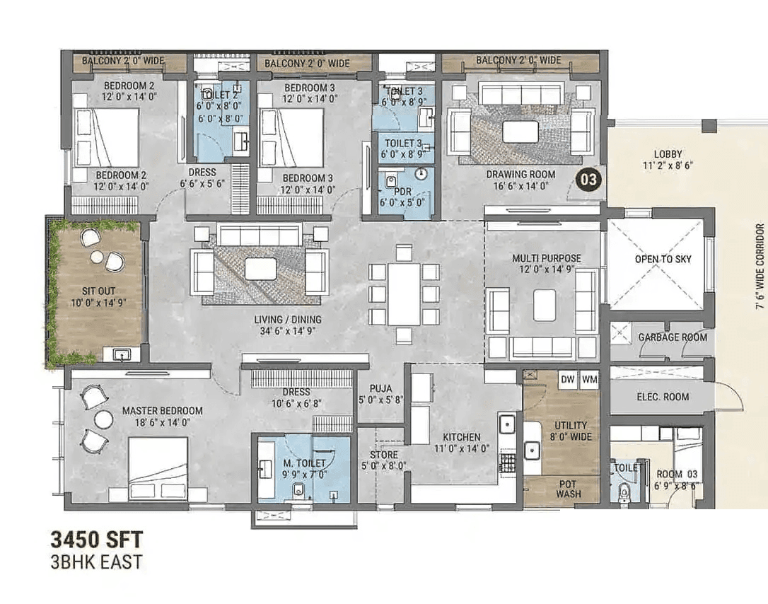 My Home Nishada Unit plan - 2415 sq.ft.
