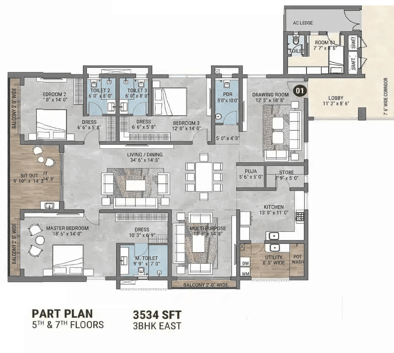 My Home Nishada Unit plan - 2473 sq.ft.