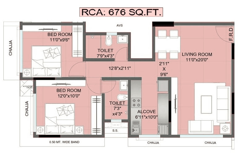 Majestic Hari Om Unit plan - 646 sq.ft.