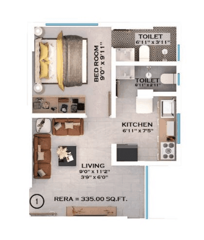 GP Skylark Unit plan - 335 sq.ft.