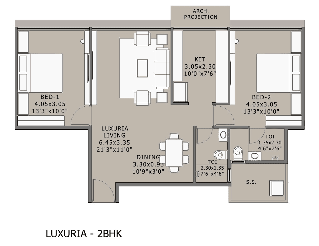 Platinum Esquire Unit plan - 788 sq.ft.