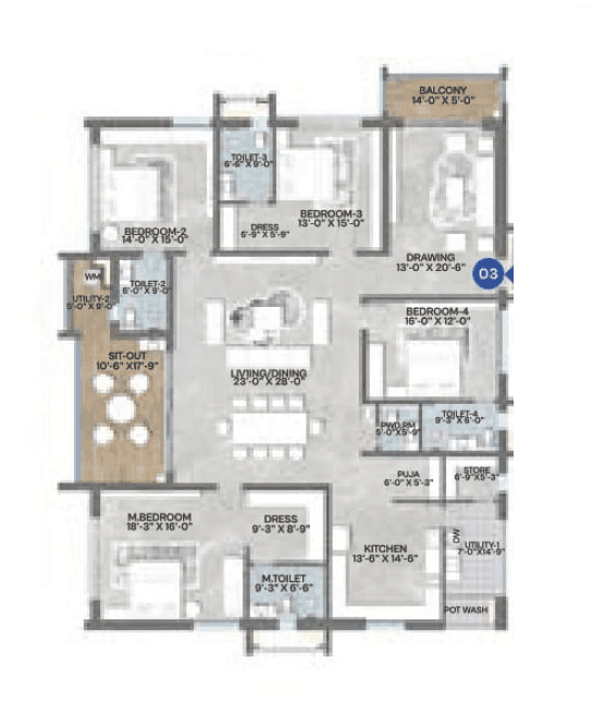 My Home Grava Unit plan - 3087 sq.ft.