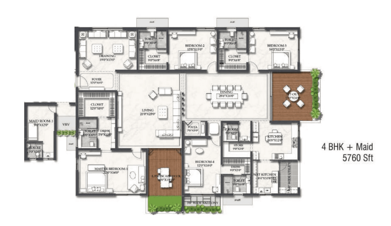 Rajapushpa Casa Luxura Unit plan - 4031 sq.ft.