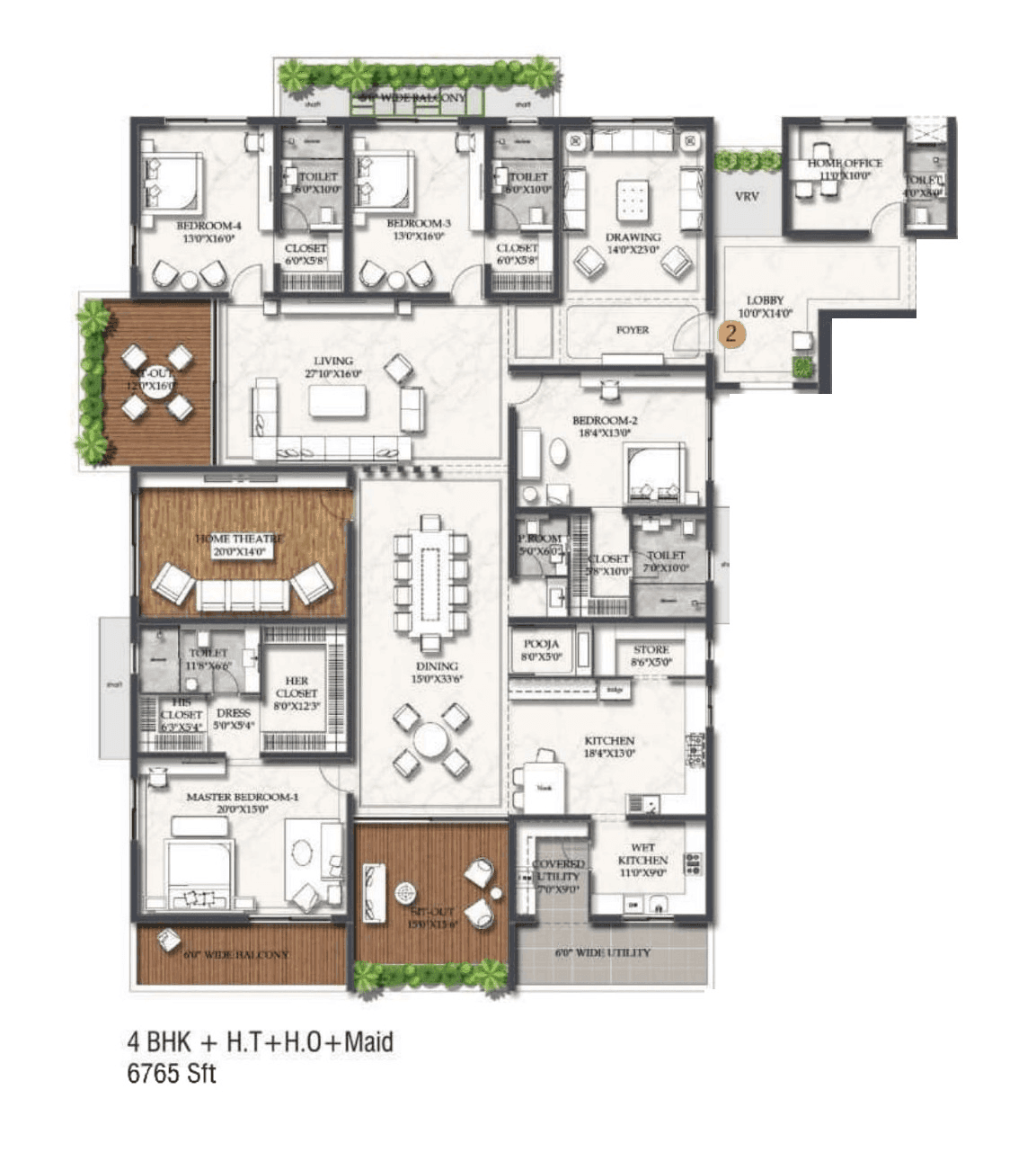 Rajapushpa Casa Luxura Unit plan - 4735 sq.ft.
