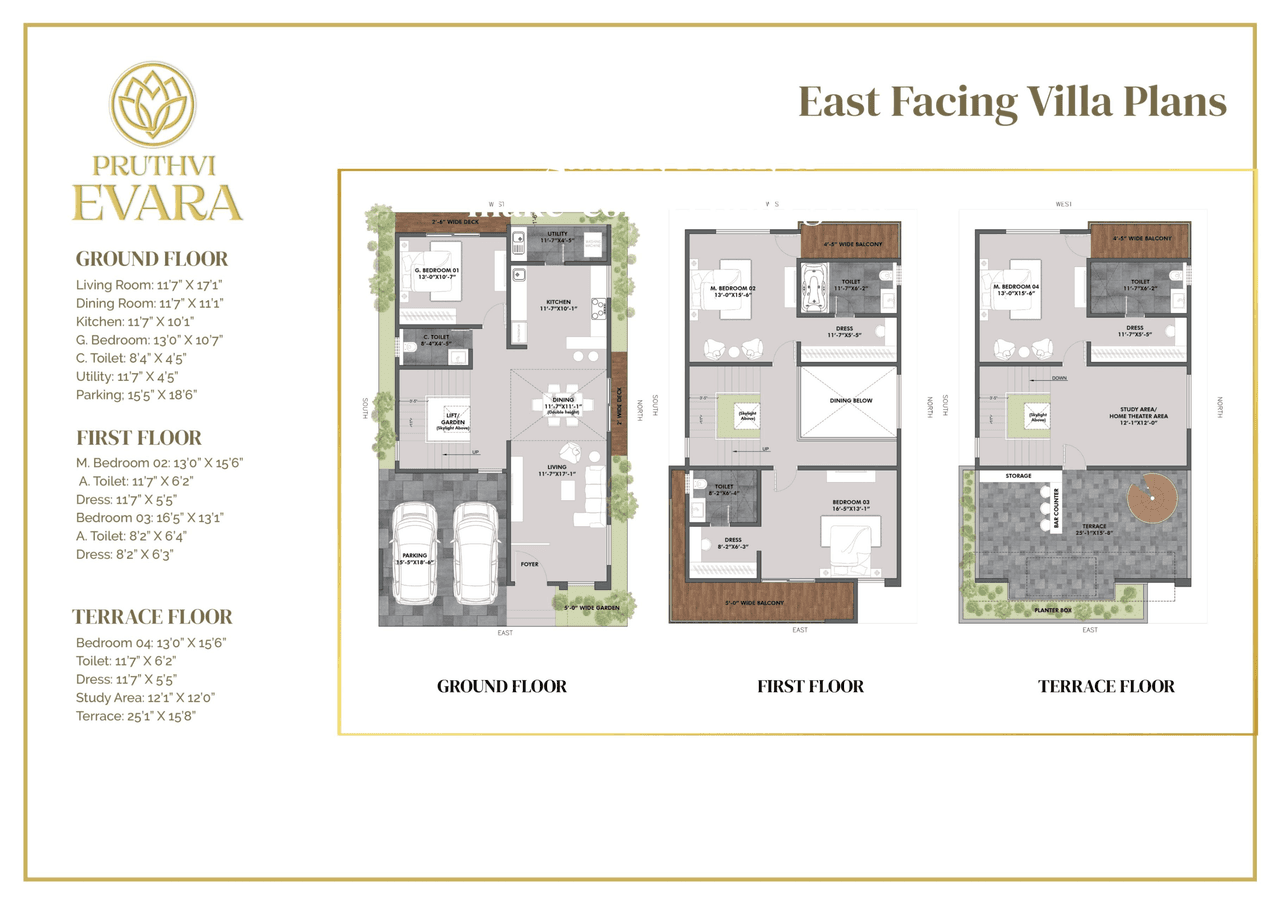Pruthvi Evara Unit plan - 1575 sq.ft.