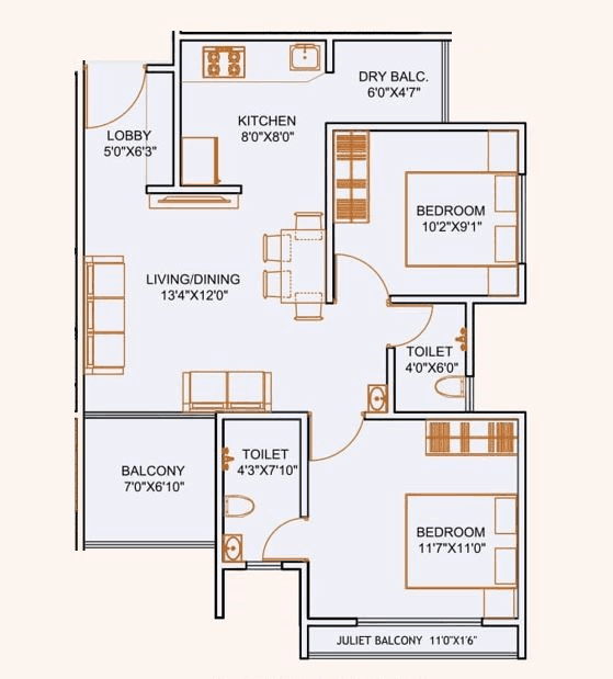 Nexus Westia Unit plan - 661 sq.ft.