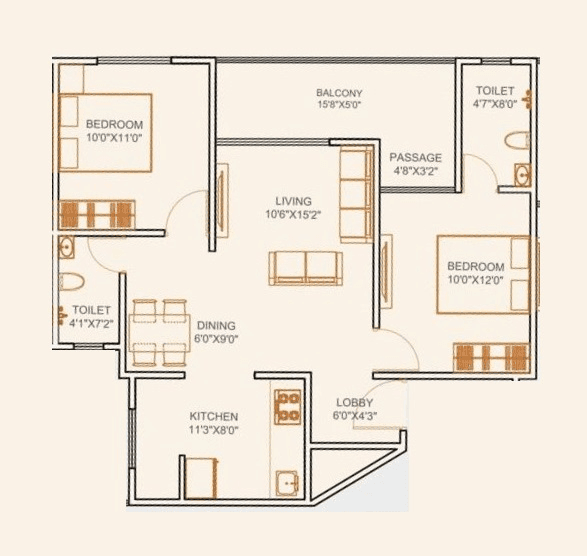 Nexus Westia Unit plan - 755 sq.ft.