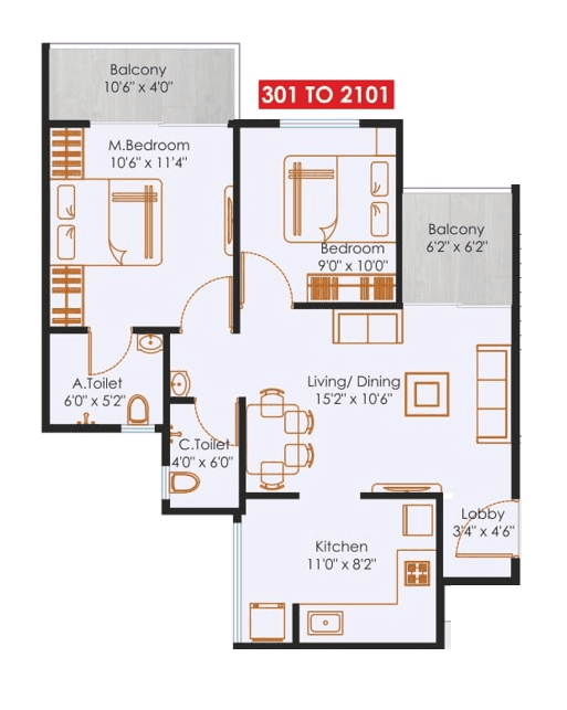 Nexus Skydale Unit plan - 665 sq.ft.