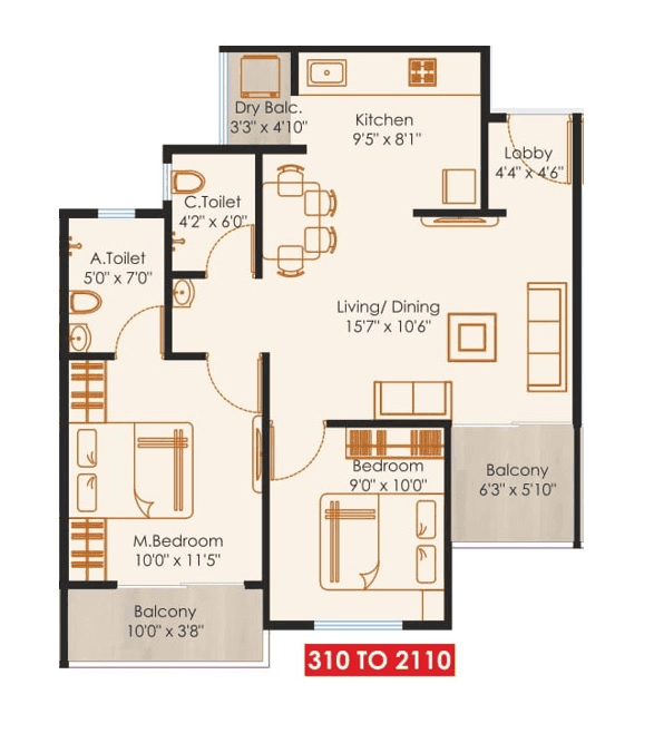 Nexus Skydale Unit plan - 676 sq.ft.