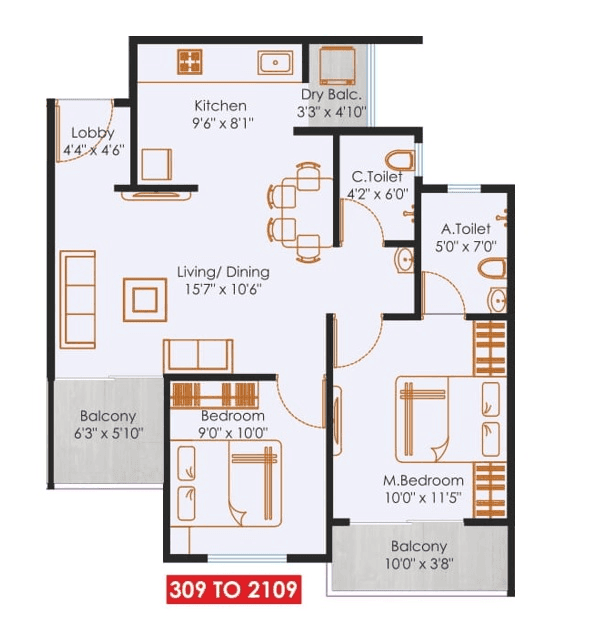 Nexus Skydale Unit plan - 677 sq.ft.
