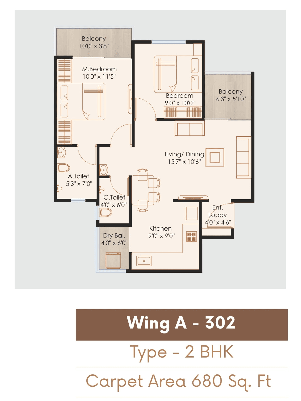 Nexus Skydale Unit plan - 680 sq.ft.