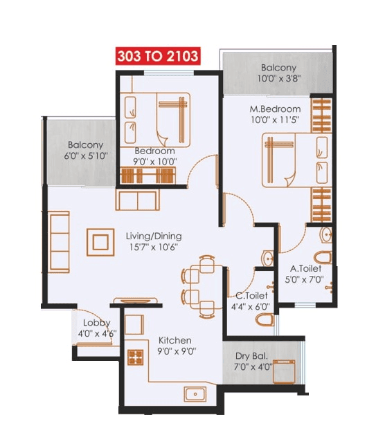 Nexus Skydale Unit plan - 681 sq.ft.