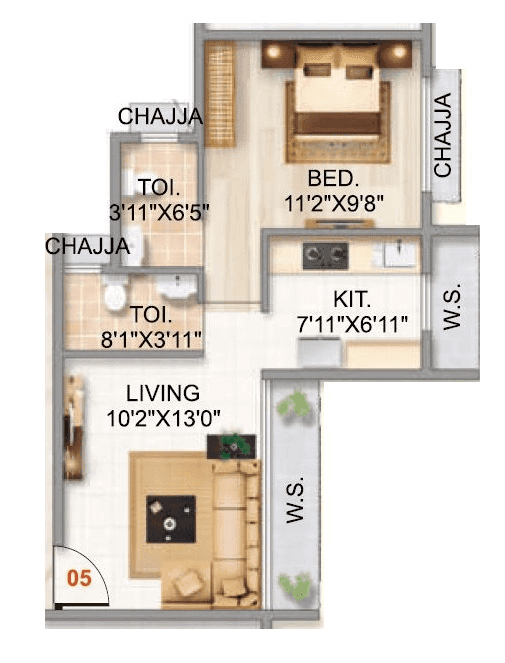 Unit plan - 427 sq.ft.