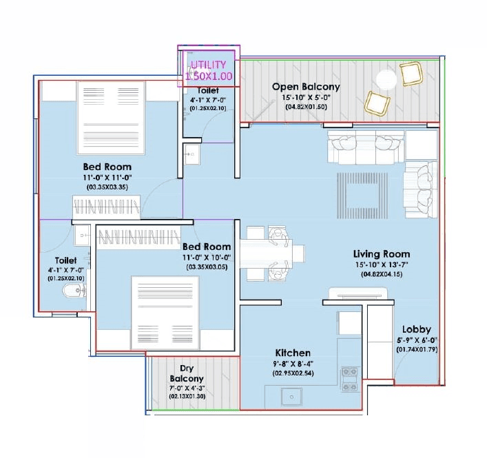 Unit plan - 793 sq.ft.