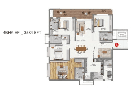 CINQ by Raghava Unit plan - 2580 sq.ft.
