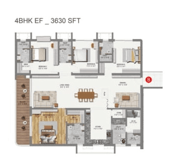 CINQ by Raghava Unit plan - 2613 sq.ft.