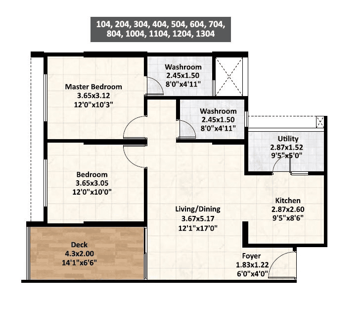 Gagan Adira Unit plan - 833 sq.ft.