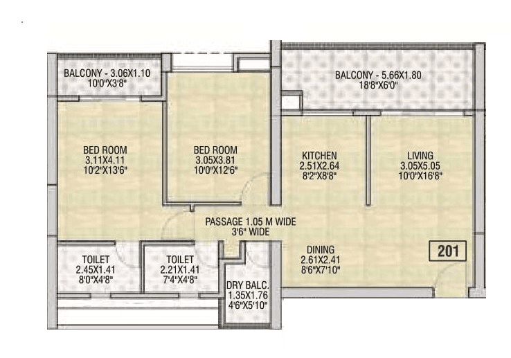 Sukhwani Agarwal Empire Square Unit plan - 882 sq.ft.