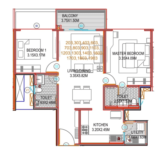 Unit plan - 801 sq.ft.