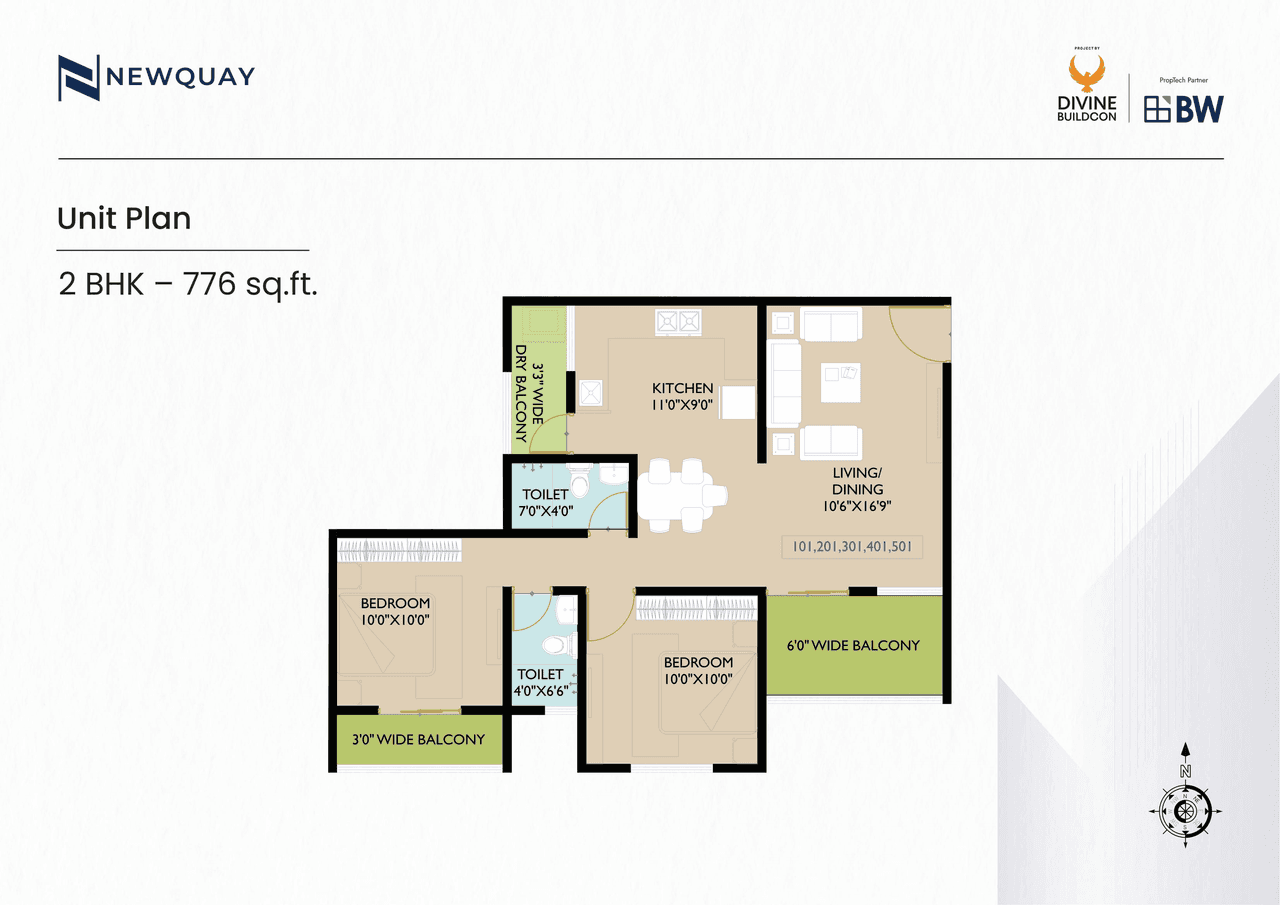 Divine Newquay Unit plan - 776 sq.ft.
