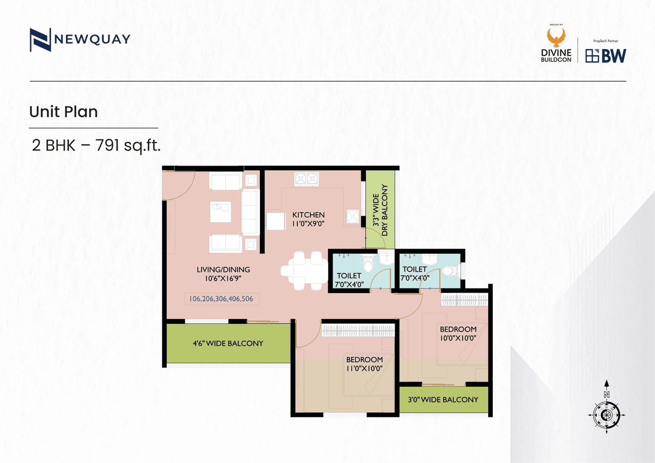 Divine Newquay Unit plan - 791 sq.ft.