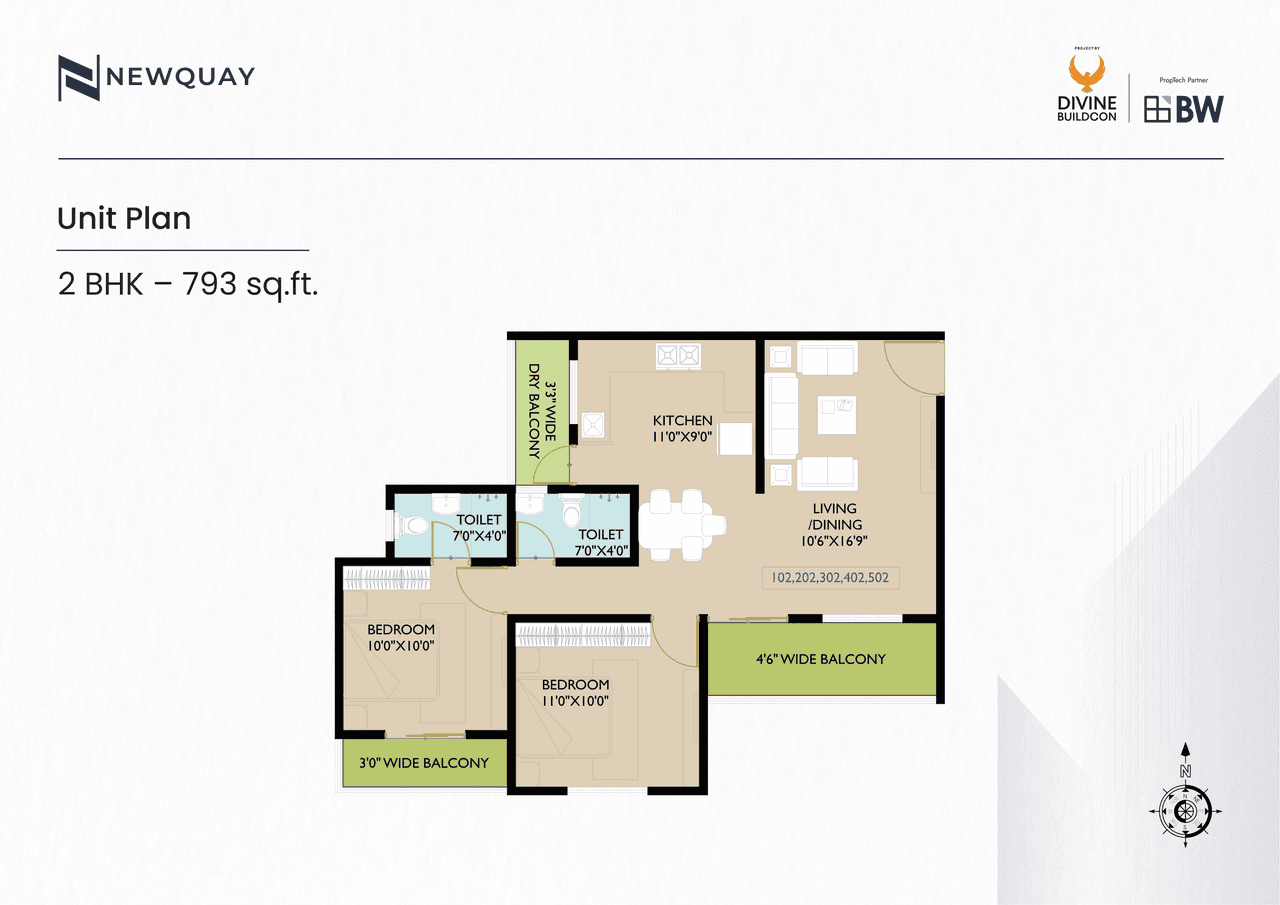 Divine Newquay Unit plan - 793 sq.ft.