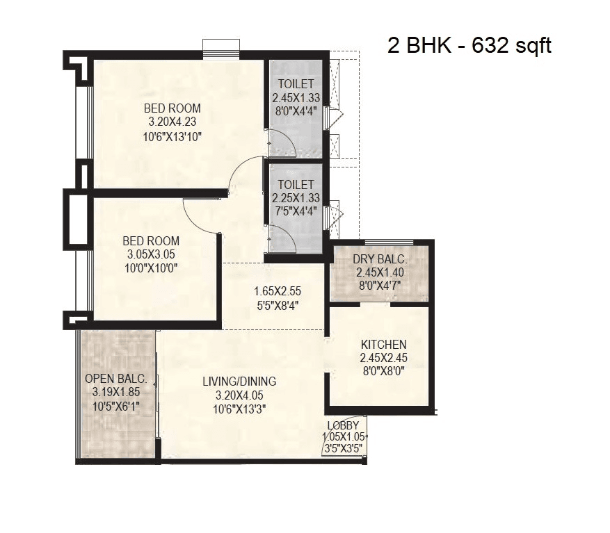 Merlin Elementa Unit plan - 632 sq.ft.