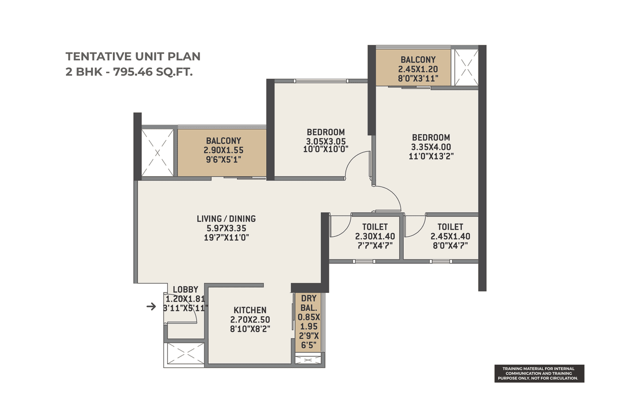 VTP Vibrance Unit plan - 794 sq.ft.
