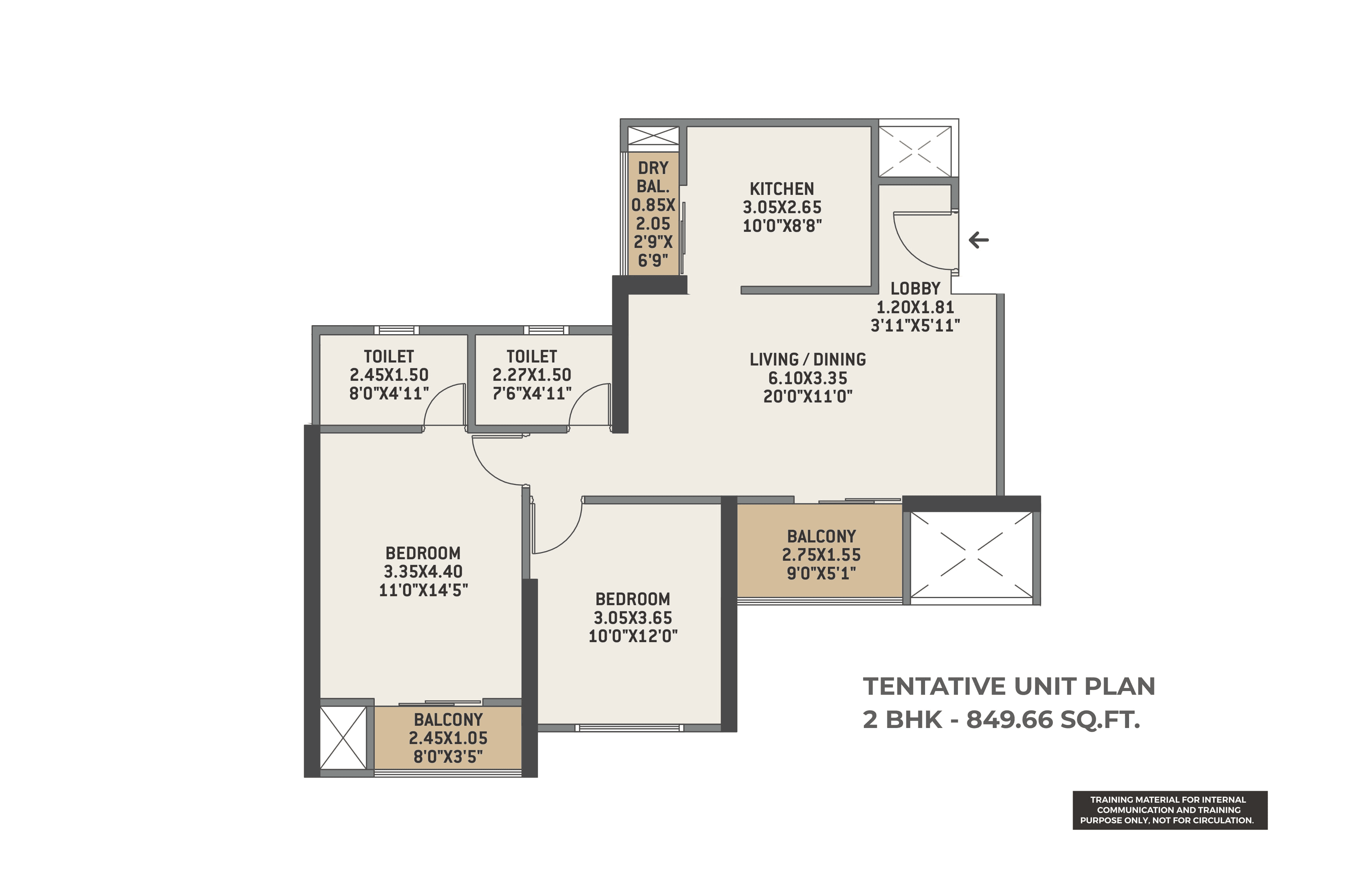 Unit plan - 849 sq.ft.