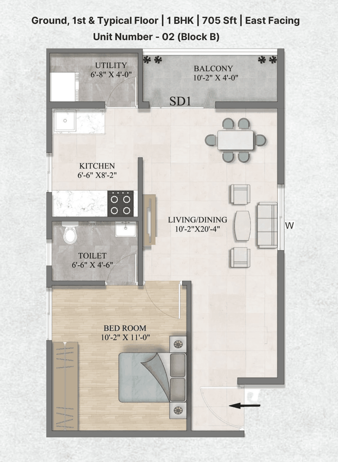Sanvi Impact Aero Gardens Unit plan - 493 sq.ft.