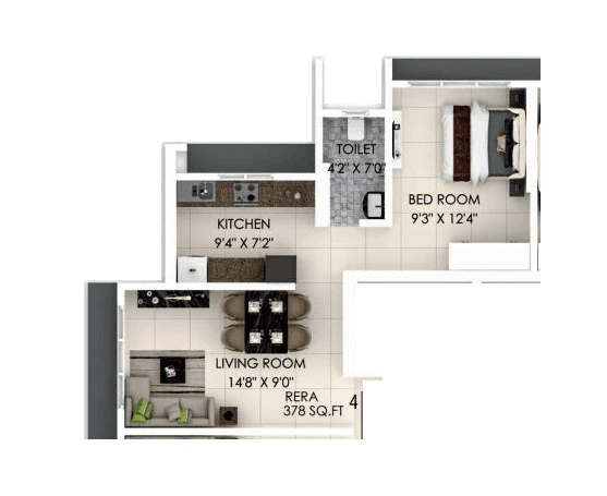Unit plan - 378 sq.ft.