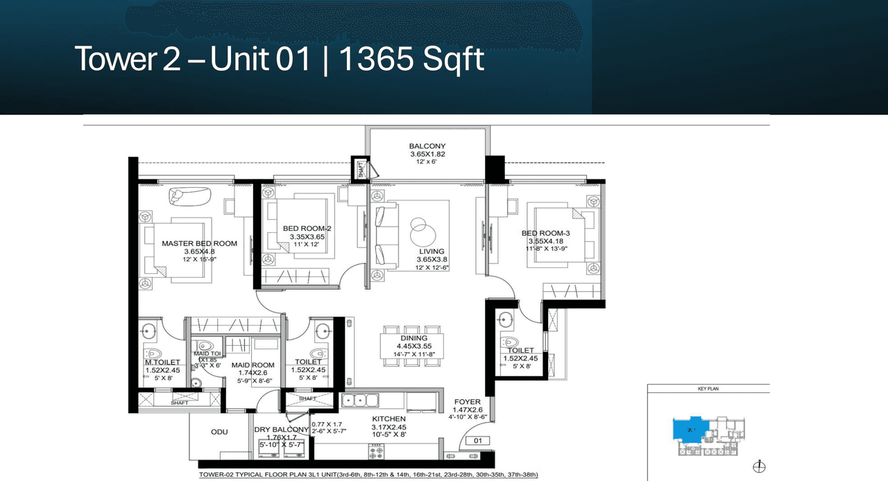 DLF West Park Unit plan - 1365 sq.ft.