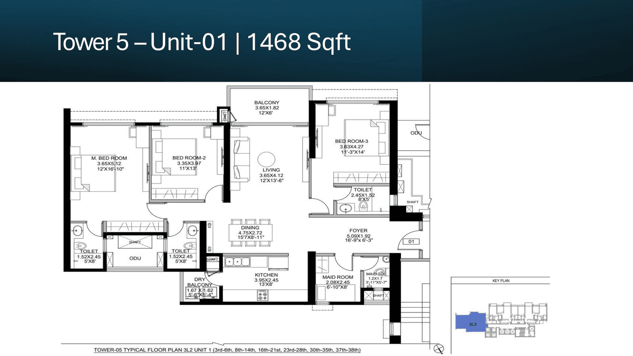 DLF West Park Unit plan - 1468 sq.ft.
