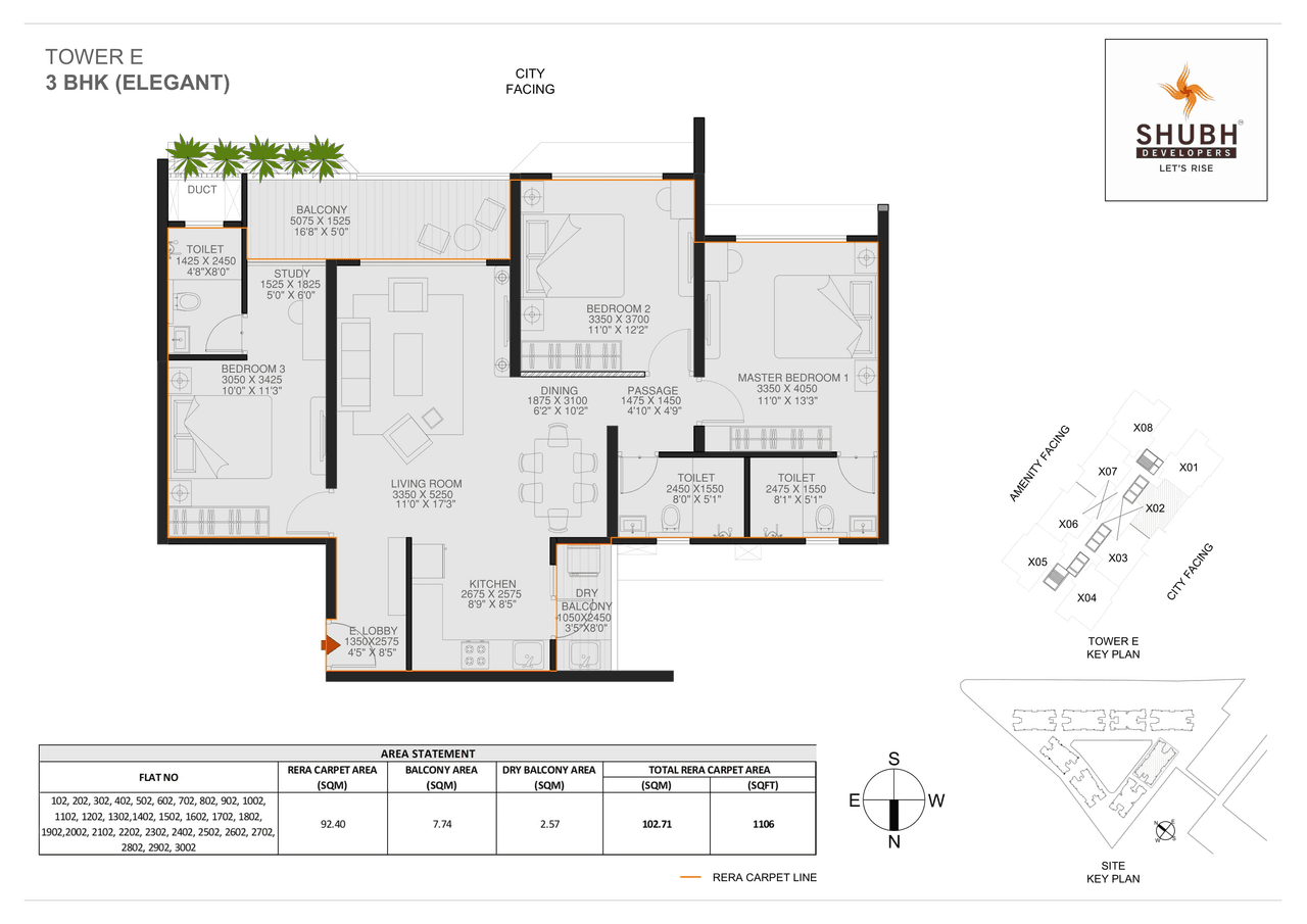 Shubh Veda Unit plan - 1106 sq.ft.