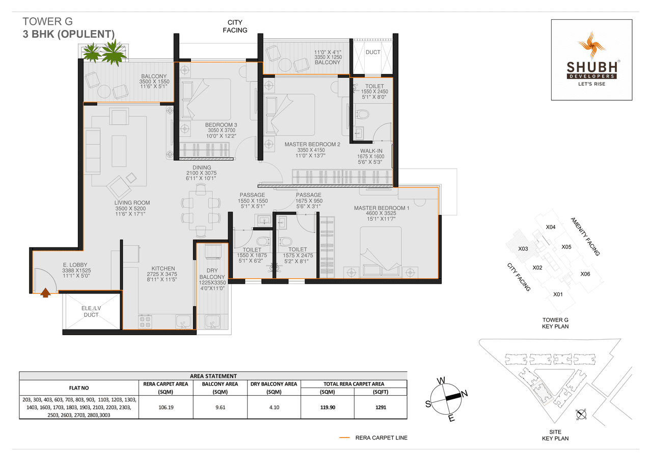 Shubh Veda Unit plan - 1291 sq.ft.