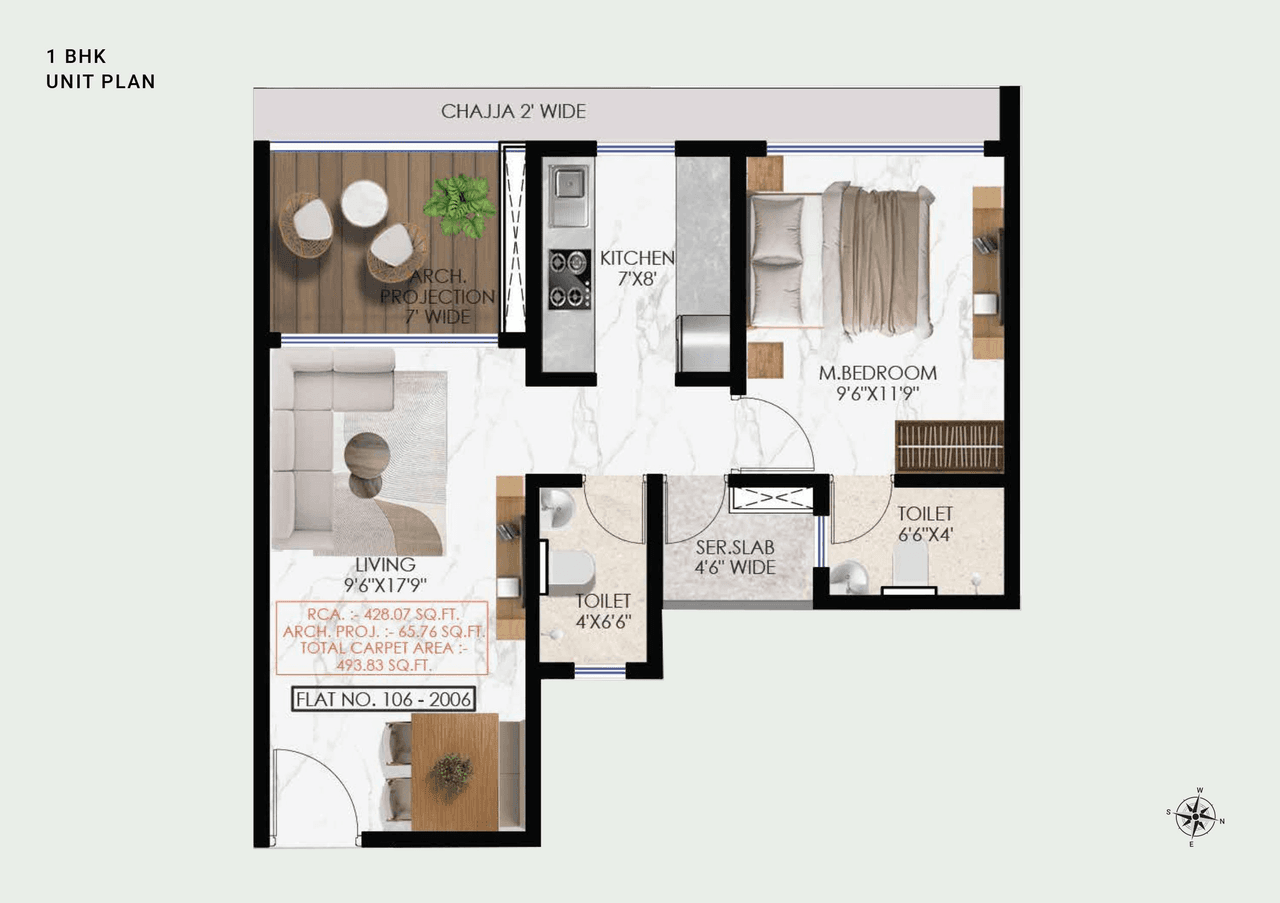 Renucorp Heaven On Earth Unit plan - 499 sq.ft.