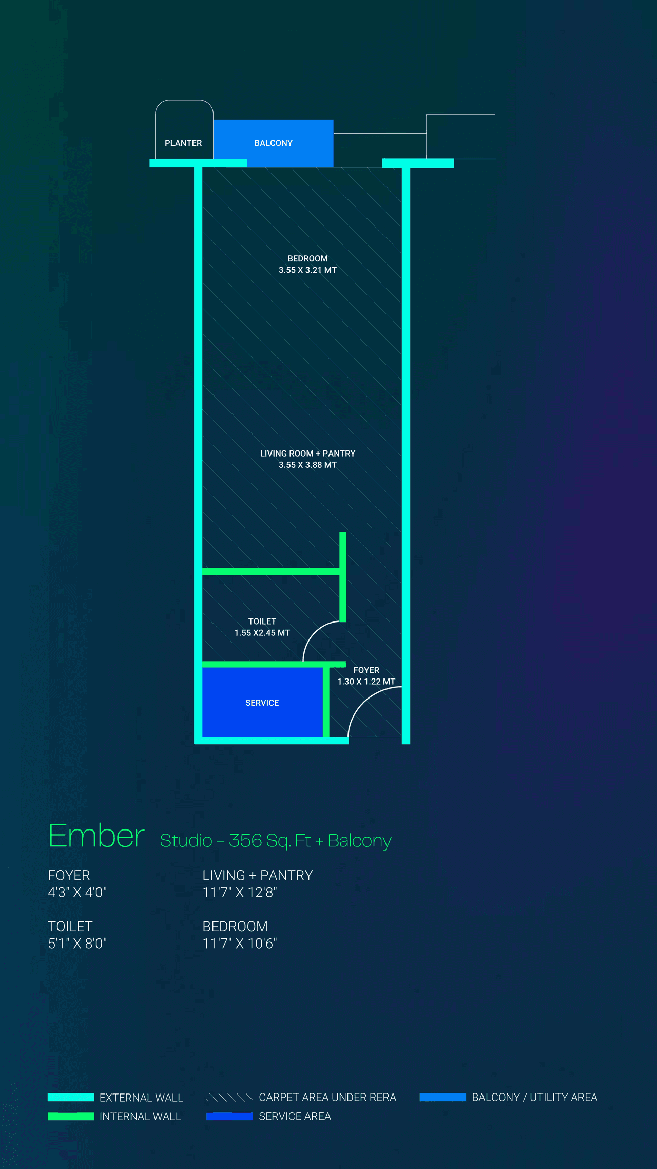 Nila Prana Unit plan - 356 sq.ft.