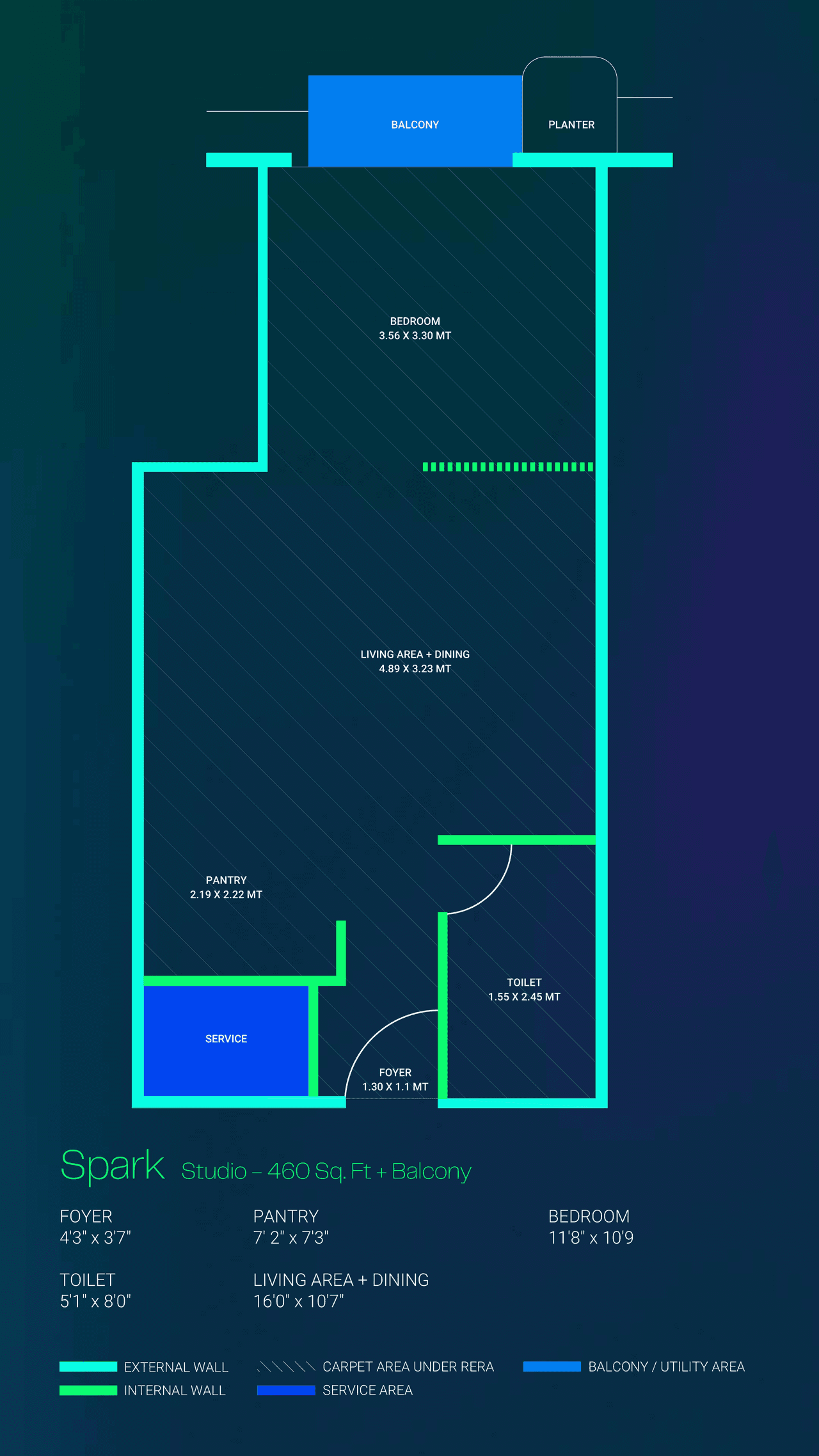 Nila Prana Unit plan - 460 sq.ft.