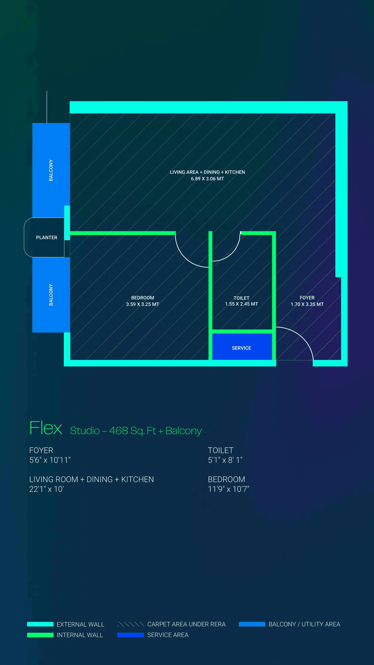 Nila Prana Unit plan - 468 sq.ft.