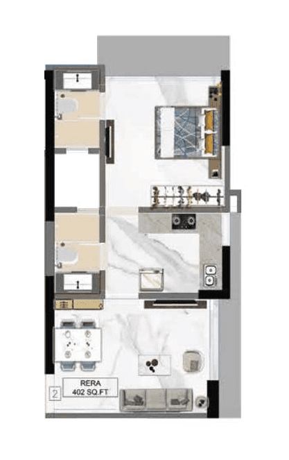 Avyukta Vedant Unit plan - 402 sq.ft.