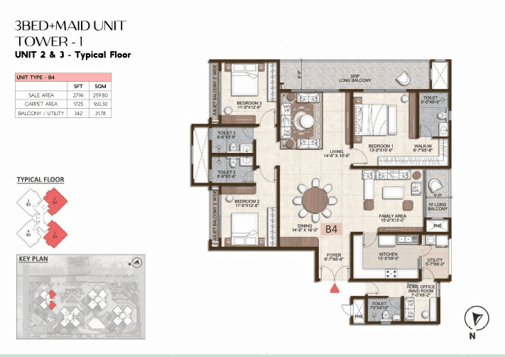 Unit plan - 1725 sq.ft.