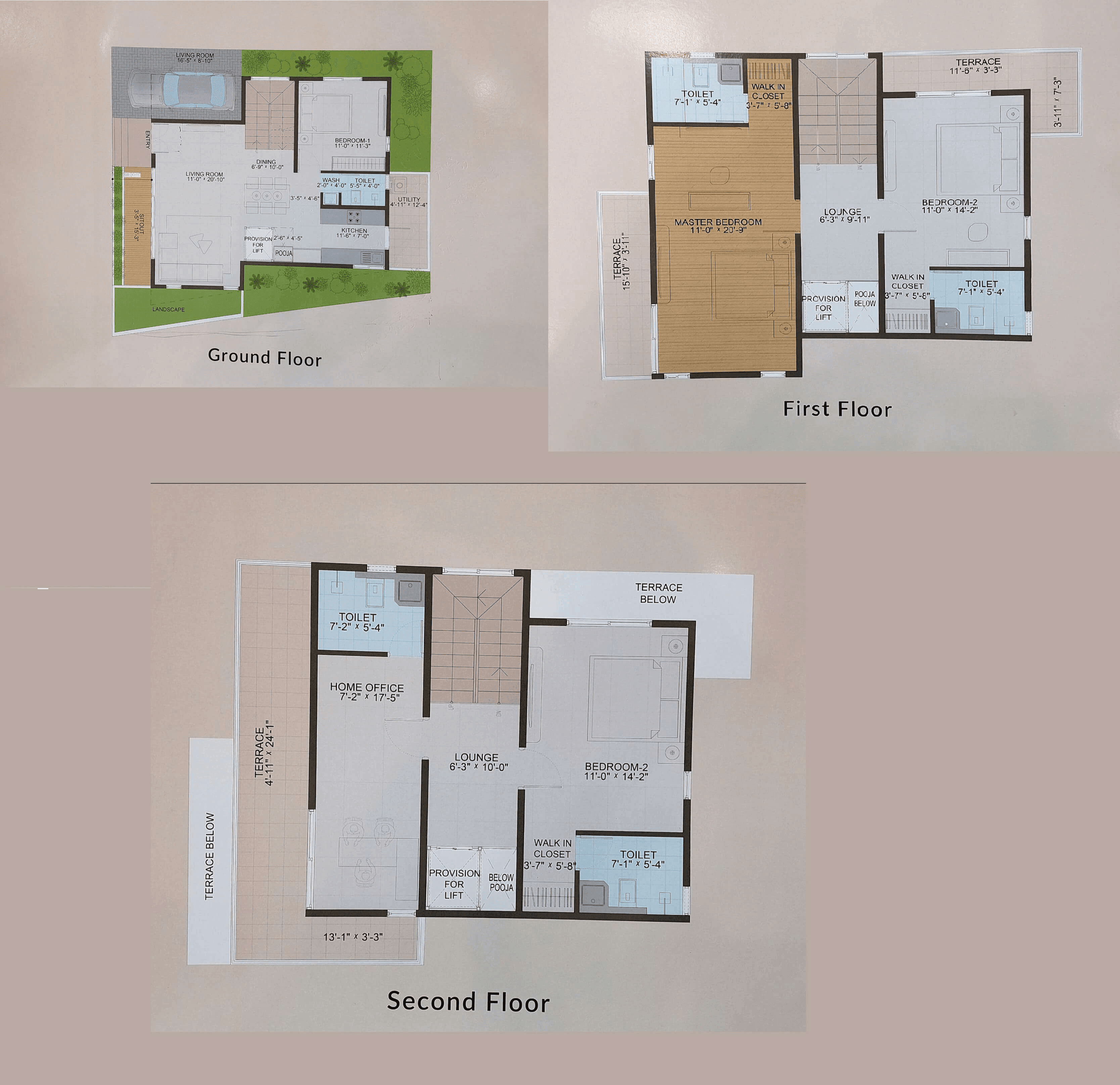 Sowparnika Life On The Green Unit plan - 1340 sq.ft.