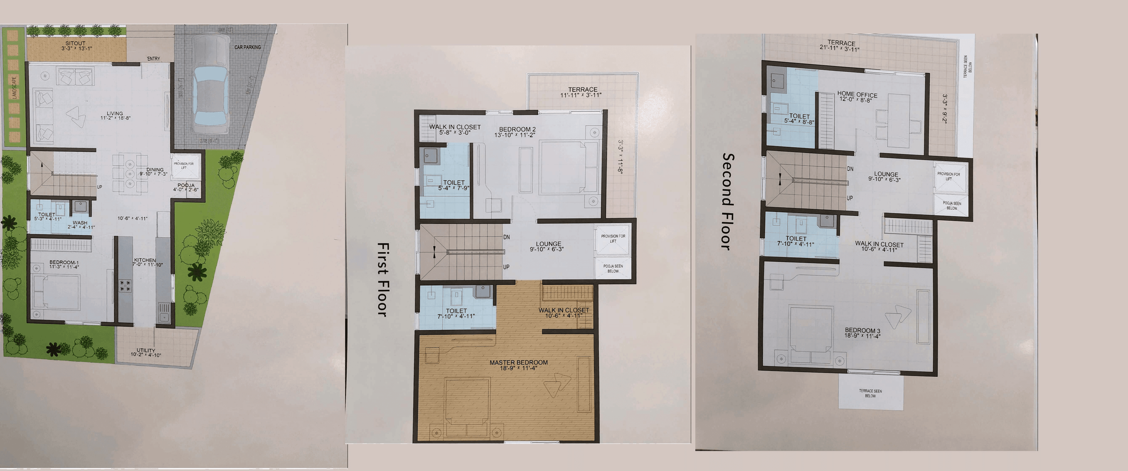 Sowparnika Life On The Green Unit plan - 1411 sq.ft.