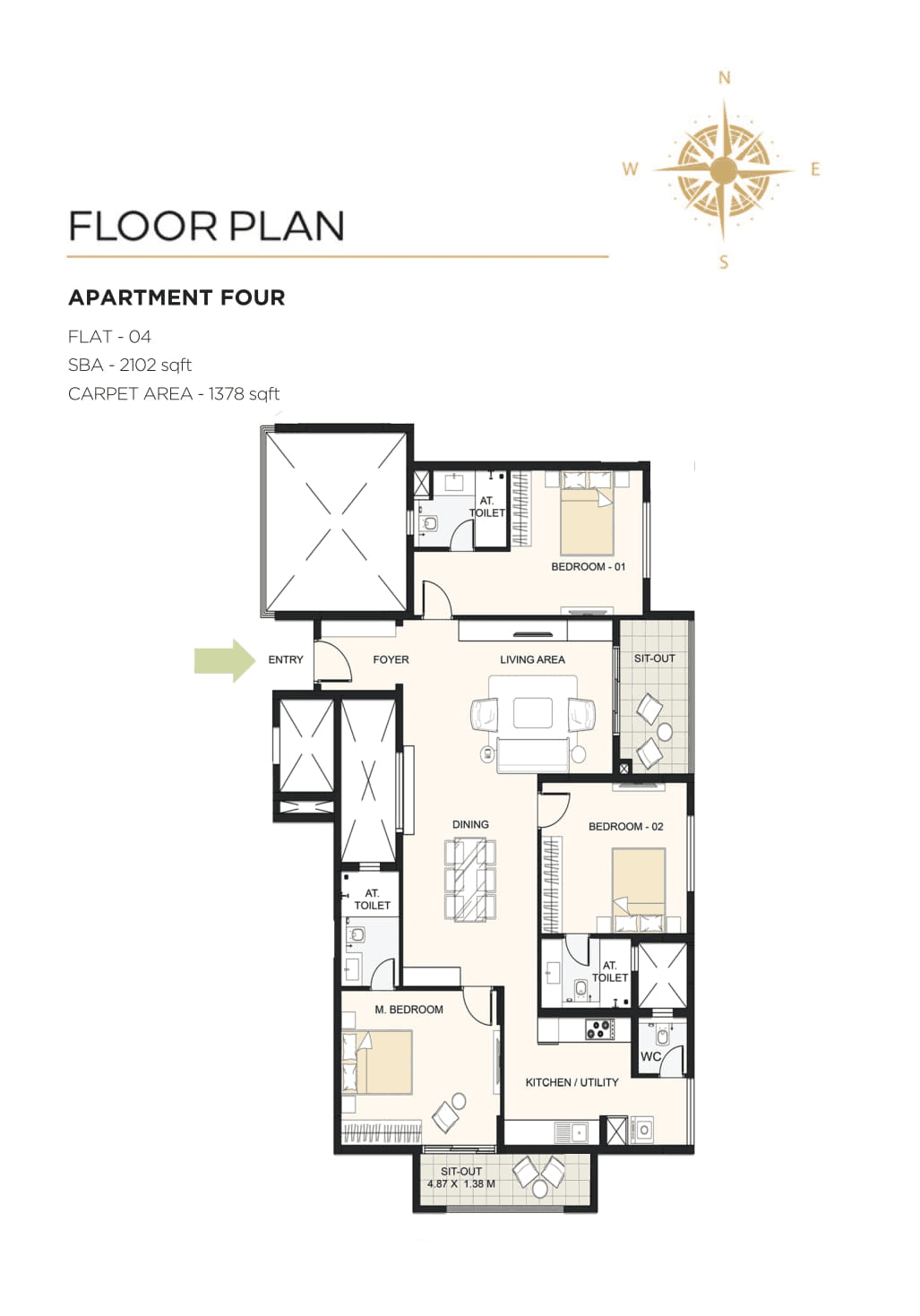 Cornerstone Akhinta Residences Unit plan - 1471 sq.ft.