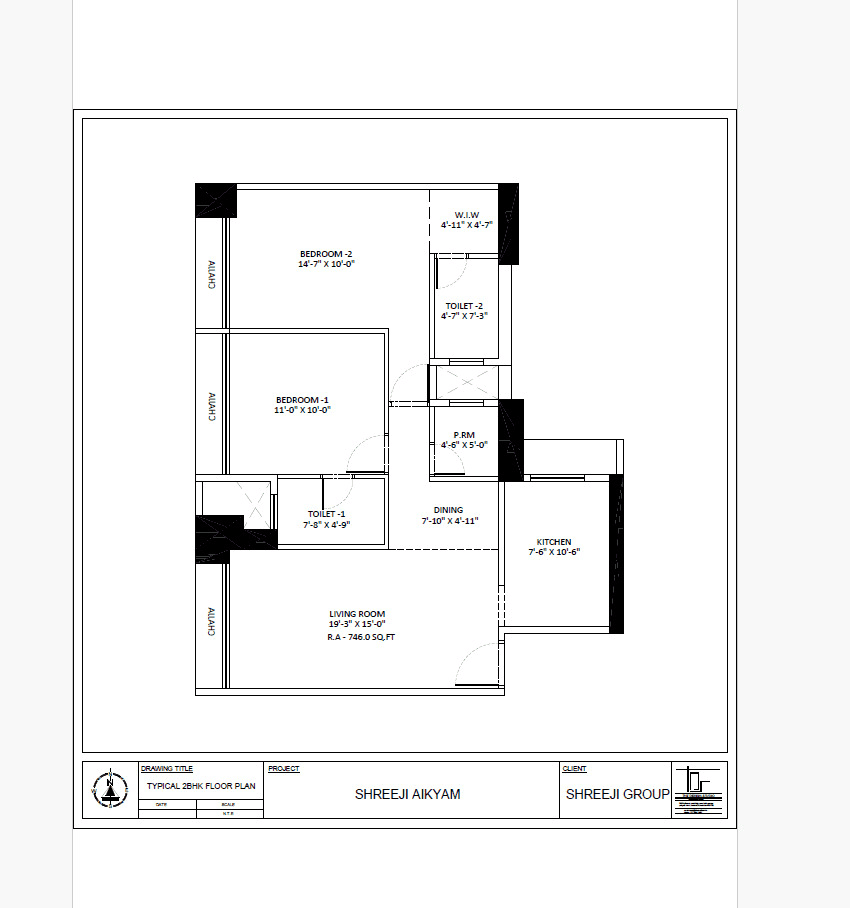 Unit plan - 746 sq.ft.