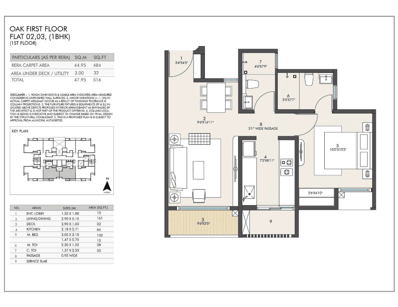 Rustomjee Urban Woods Unit plan - 516 sq.ft.