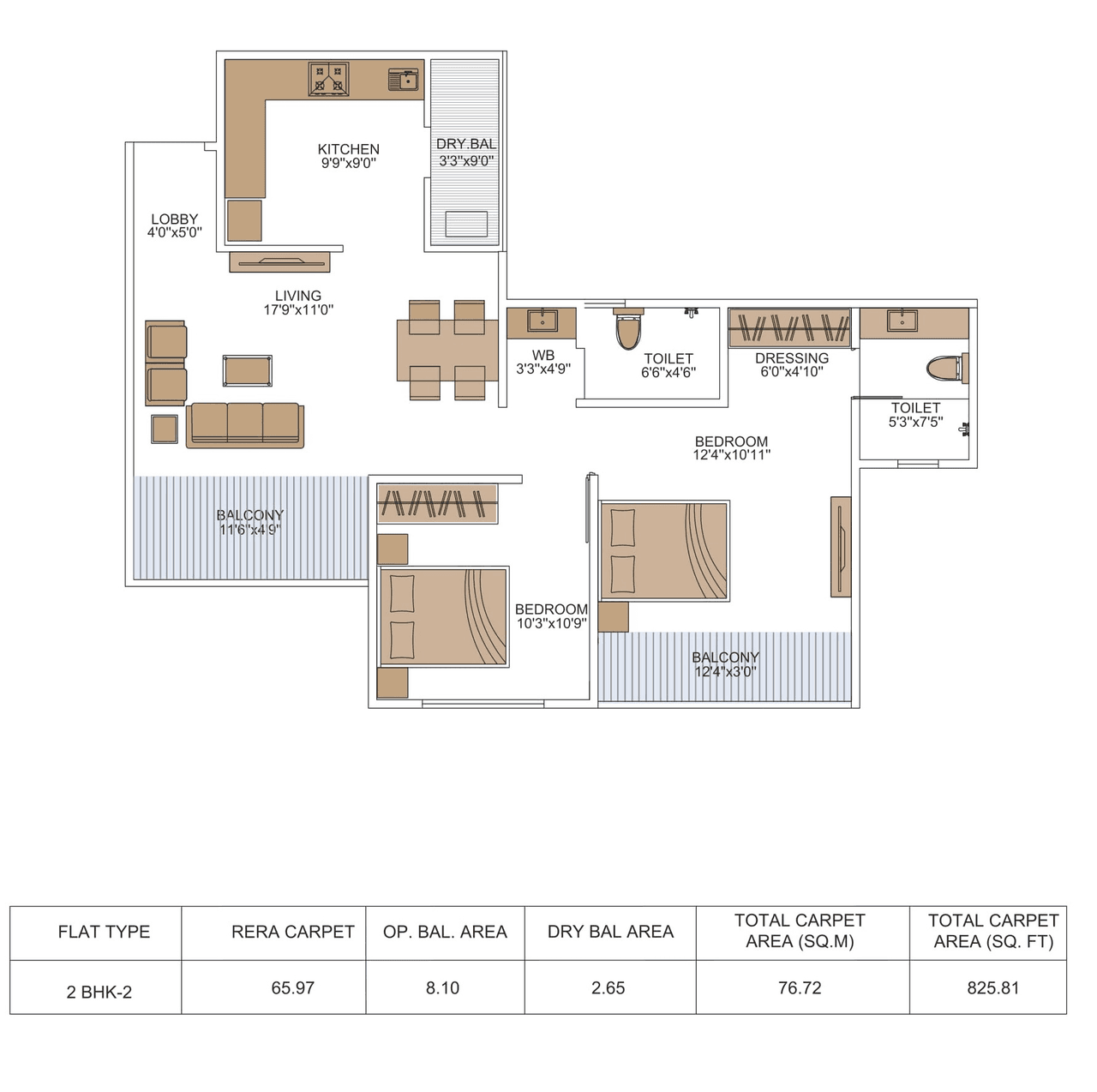 Renuka Pancha Tattva Unit plan - 826 sq.ft.
