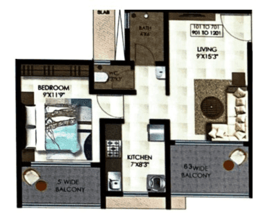Unit plan - 448 sq.ft.